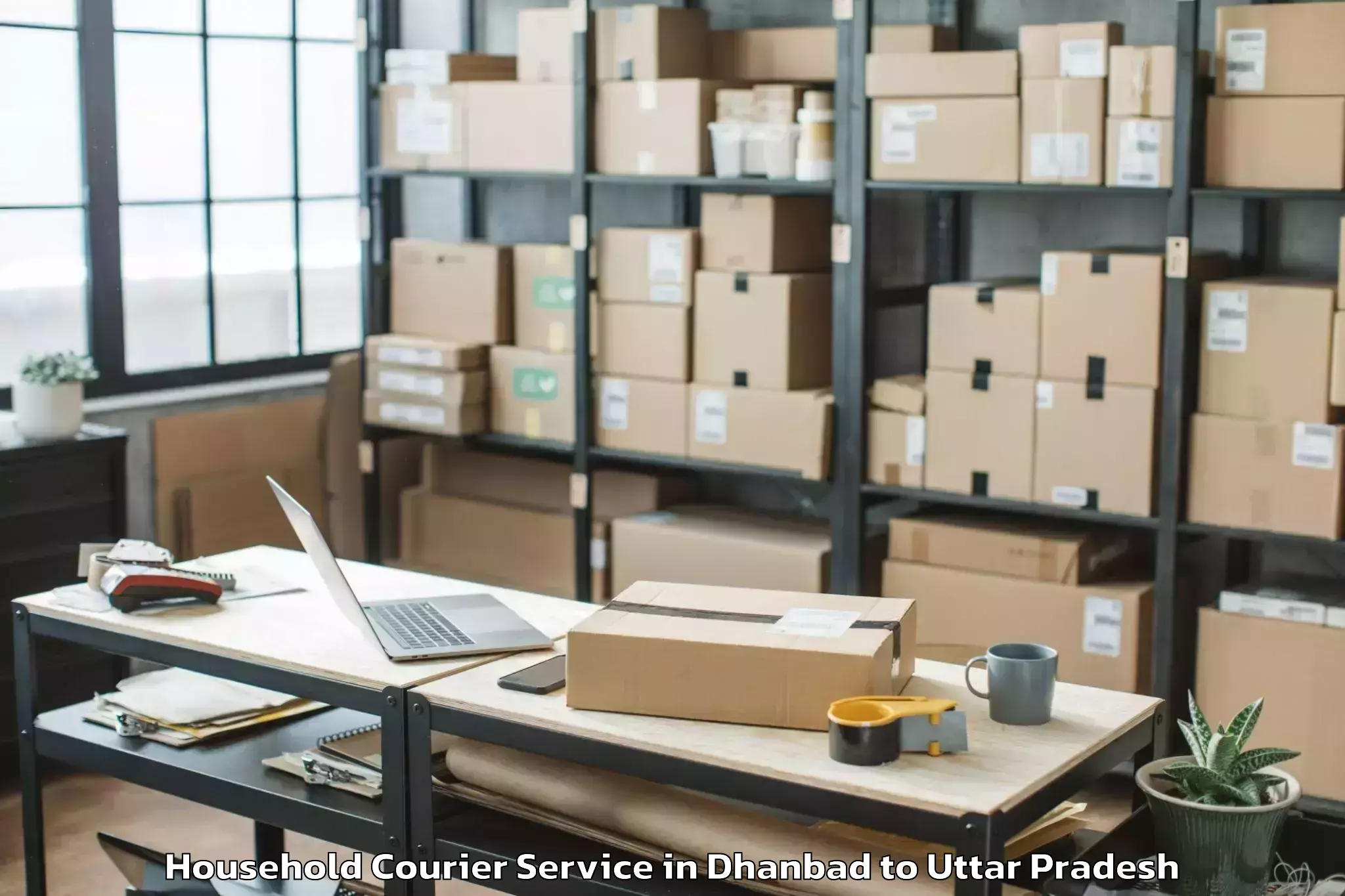 Top Dhanbad to Hathras Household Courier Available